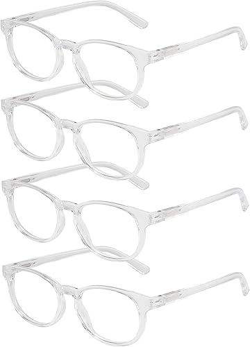 Miniatura 10 de Przene Paquete de 4 lentes de lectura con bisagra de resorte, lectura de bloqueo de luz azul para mujeres y hombres, marco ovalado