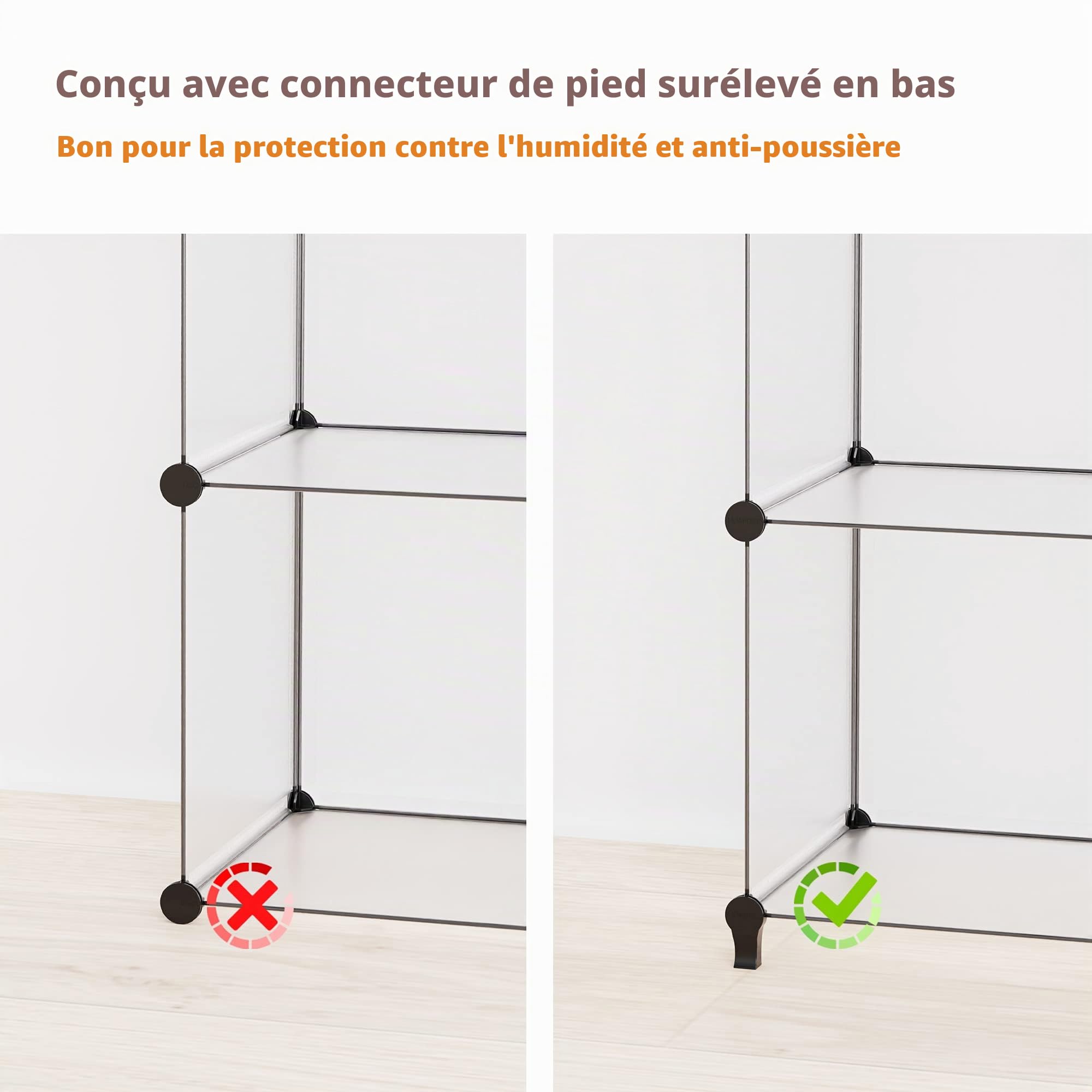 HOMIDEC Système d’étagères de rangement, en plastique, 40 cubes, modulaire, armoire pliante, enfichable, séparateur pièce, organisateur vêtements, chaussures, jouets, livres, pour chambre à coucher
