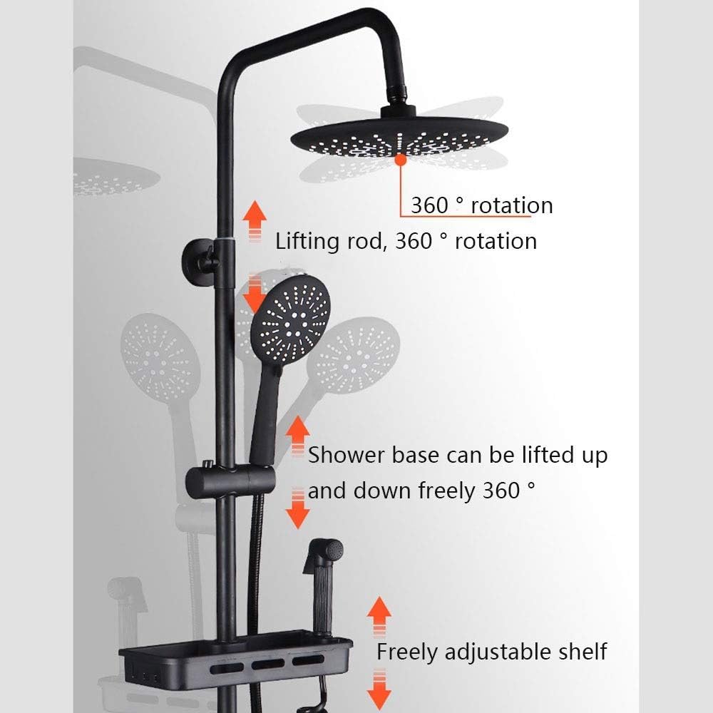 8 Speed Thermostatic Shower Set for Women, Copper Shower Rain Black Suitable for Bathroom Homes