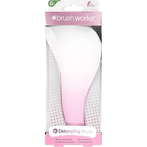 Brushworks HD Detangling Hair Brush, White/Pink