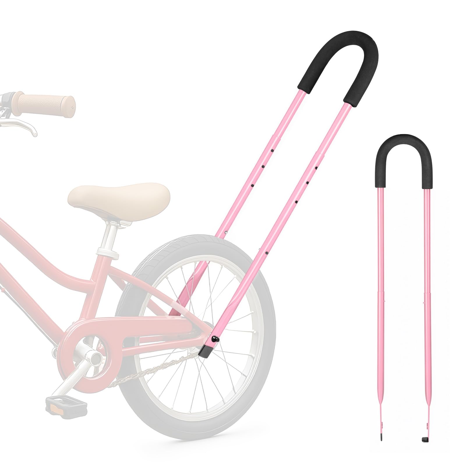 GREENSAPPIRE Kids Bike Training Handle 21.65-29.13In Parent Assisted Balance Stabilizer Bar for Children's Bicycle Adjustable for Learning to Ride Without Training Wheels Universal Fit (Pink)