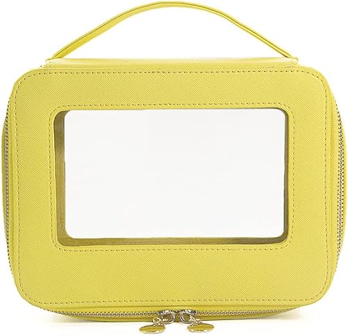 Miniatura 6 de kamumanni Estuche de maquillaje transparente, bolsa de cosméticos portátil con cremallera, bolsa de aseo transparente con asa cómoda, bolsa de