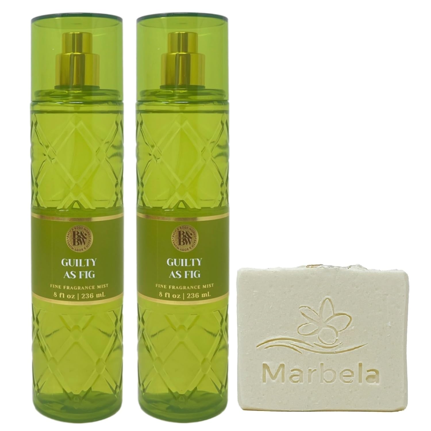 Bath & Body Works Guilty As Fig 2 Pack Fine Fragrance Mist Bundle with a Natural Oats Bar Soap - Full Size