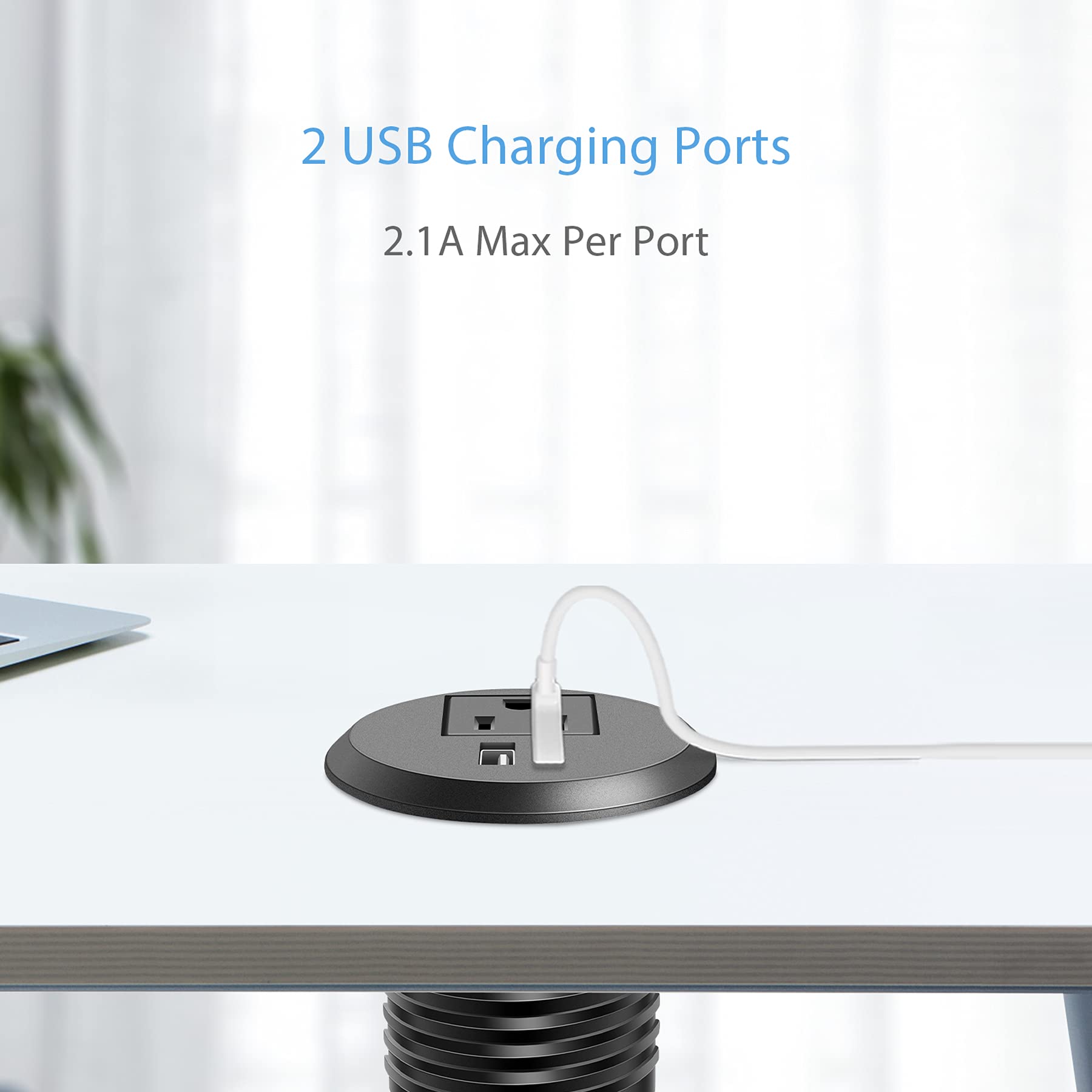 Desktop Power Grommet 2 inch,Power Grommet Outlet with USB,Countertop