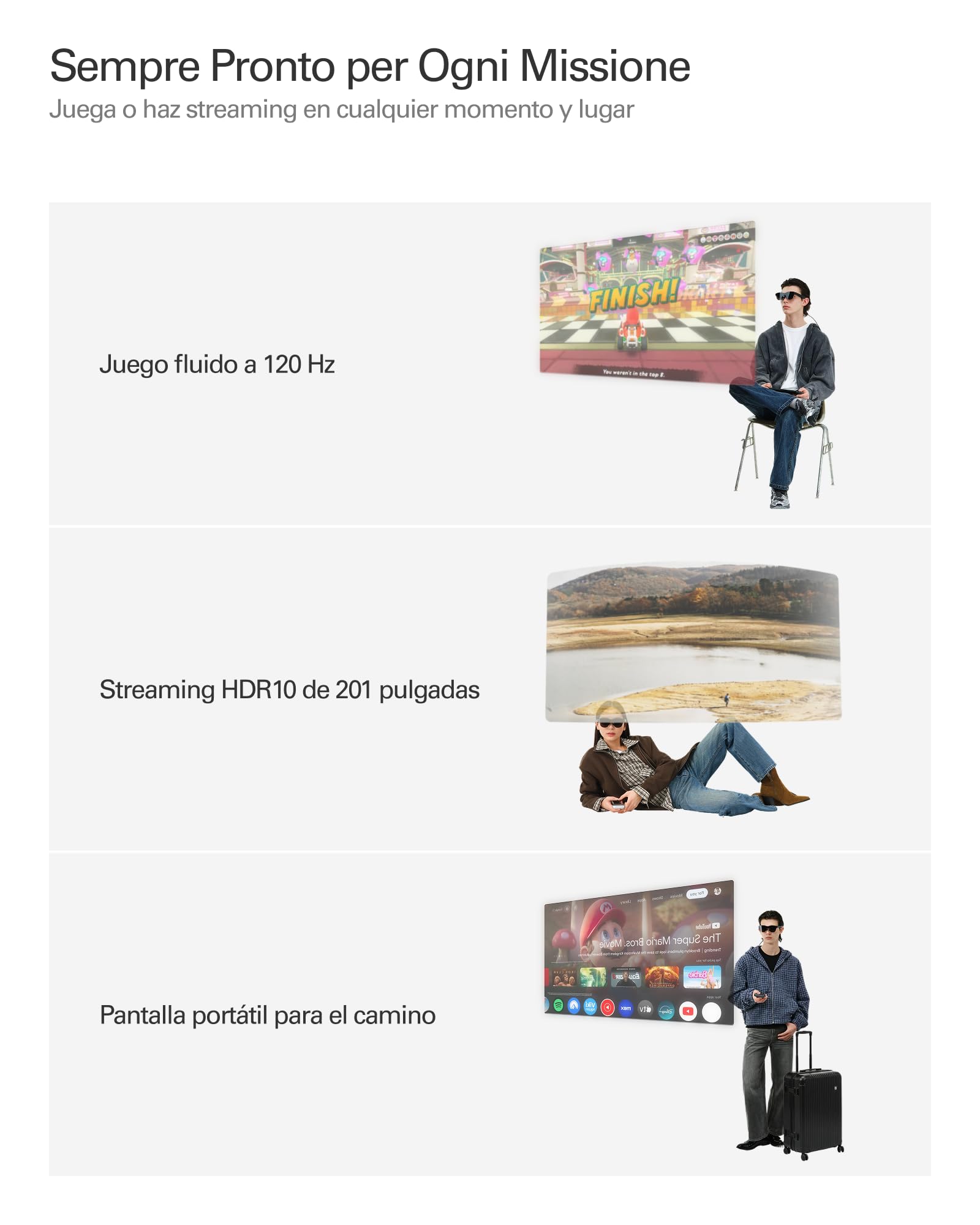 RayNeo Air 4 Pro Gafas AR/XR, Pantalla HDR10, Chip Vision 4000, Cine Virtual 201 Pulgadas, Audio by Bang & Olufsen, Gafas 3D para Películas y Juegos para iPhone 17,16,15/Android/Mac/Steam Deck/PS4/5