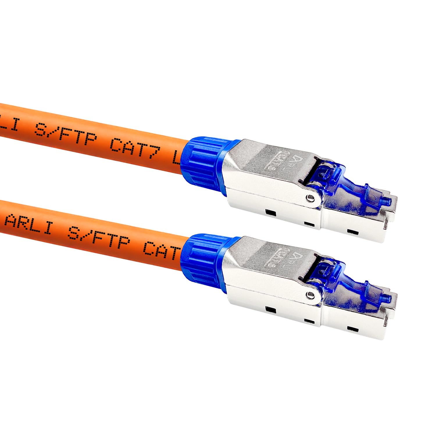 ARLI Cavo di rete CAT 7 da 100 m duplex + 10 connettori di rete RJ45 CAT8.1 senza attrezzi, senza attrezzi, cavo LAN, senza alogeno, cavo di installazione cat7 Twin cavo di rete schermato
