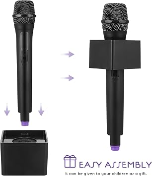 Fake Microphone Props for Kids Plastic Microphone Toy with Flags Square Cube Station Pretend Play Mic Prop for Karaoke Interview Reporter Host Party Accessory