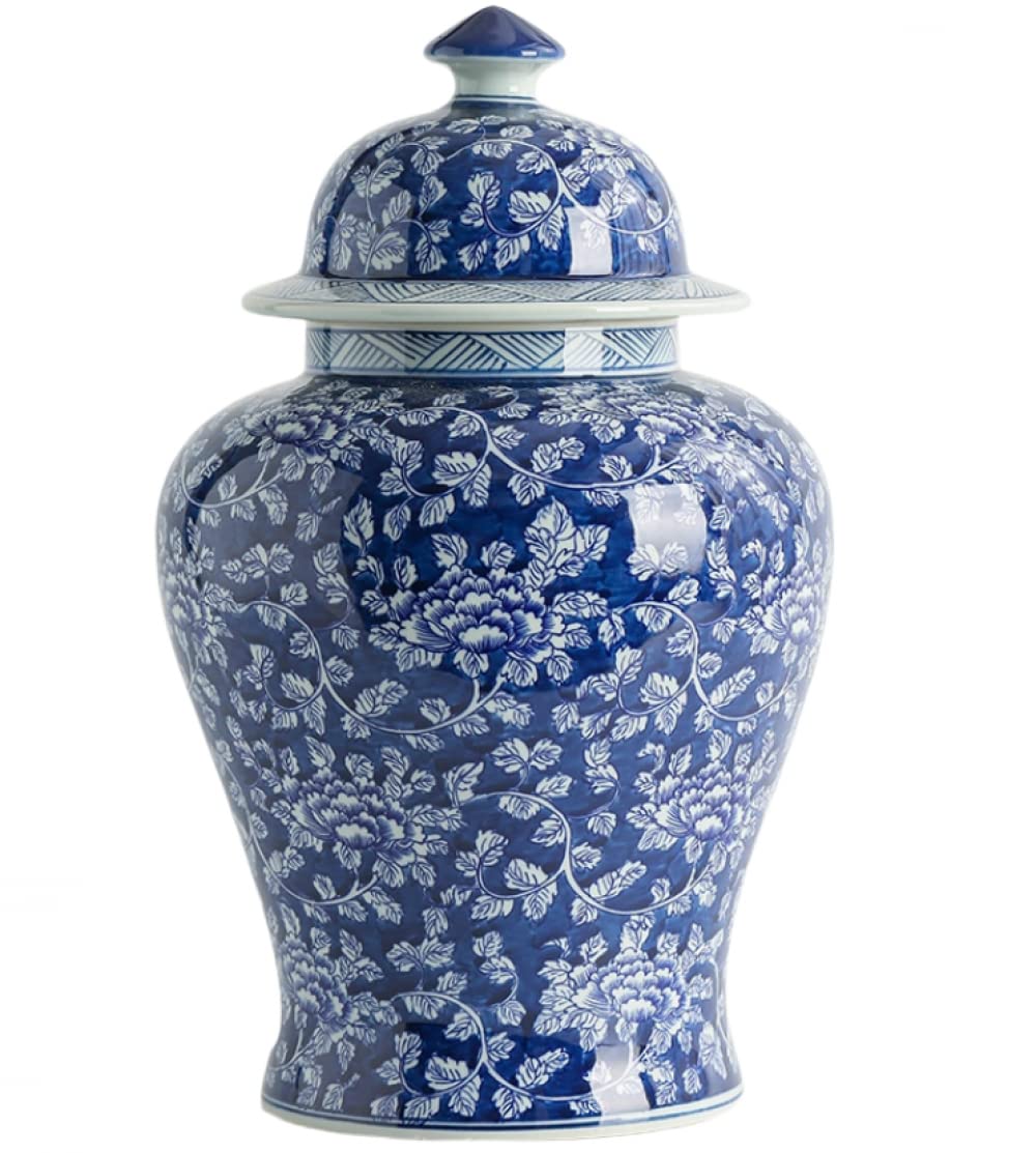 asdchZen Vases Traditional Oriental Style Ceramic Ginger Jar, Antique Ceramic, Storage Vase Flower Pot Office Bedroom Home Decorations -C 50×26.5Cm,A 39×20cm