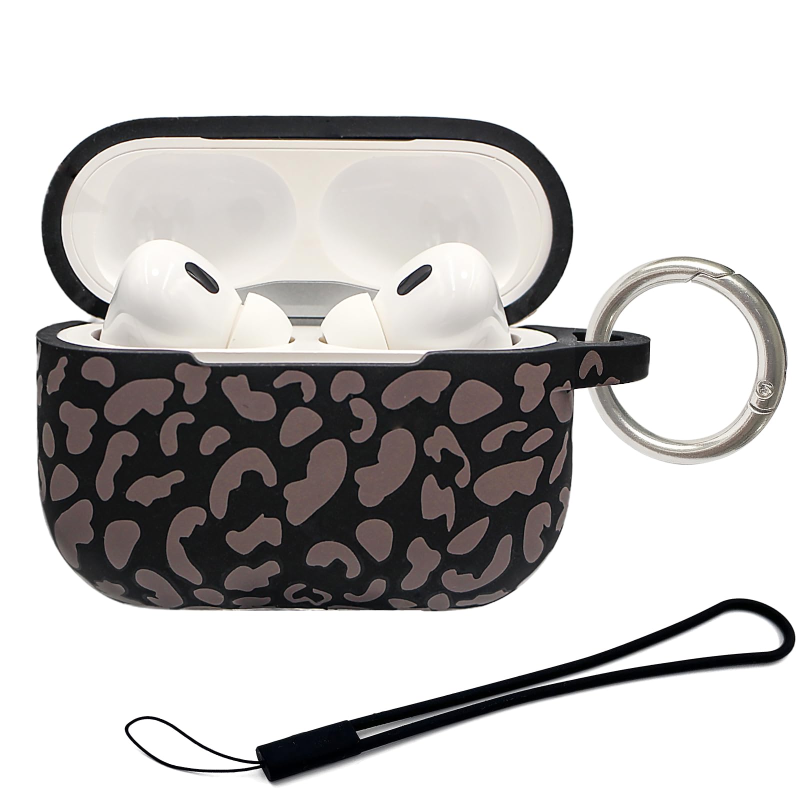 Bavane Compatible Airpods Pro Case Cover 2022/2023, Soft Silicone Skin Shock-Absorbing Protective Case with Keychain and Cute Cheetah Pattern for