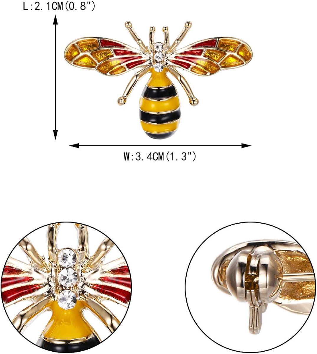Ever Faith Women's Austrian Crystal Enamel Party Charm Lovely Honeybee Insect Brooch Yellow Gold-Tone - Image 5