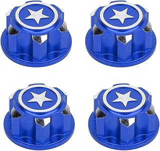 Tuercas de rueda hexadecimales de 4 piezas, tuercas de montaje de ruedas hexadecimales de 17 mm ajustados para el automóvil RC fácil de instalar reemplazo de piezas (Azul oscuro)