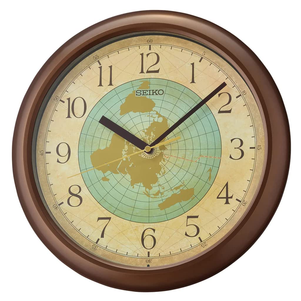 SEIKOWorld Globe Wall Clock, Metallic Brown