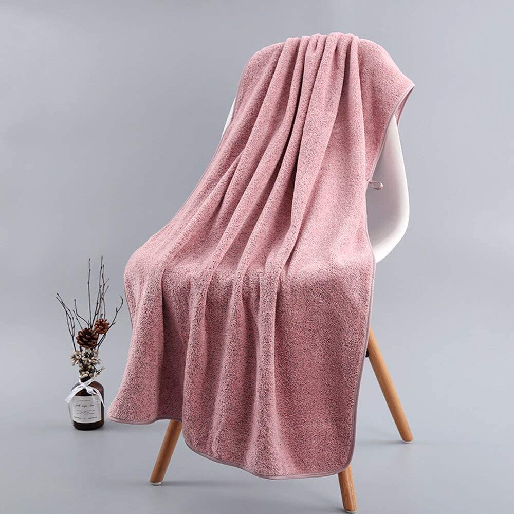 Serviette de bain bambou rose 70x140 cm en polaire de corail absorbante
