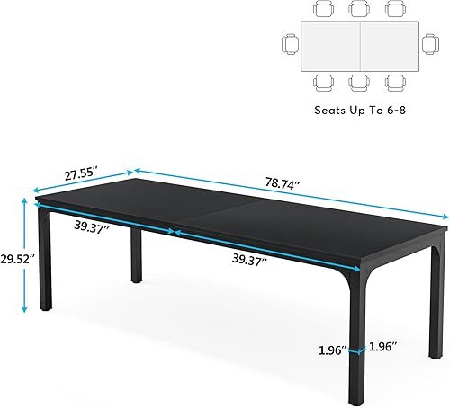Miniatura 2 de Tribesigns Mesa de comedor para 6-8 personas, mesa de comedor rectangular de cocina de 78 pulgadas de largo para sala de estar y comedor, 78.7 x