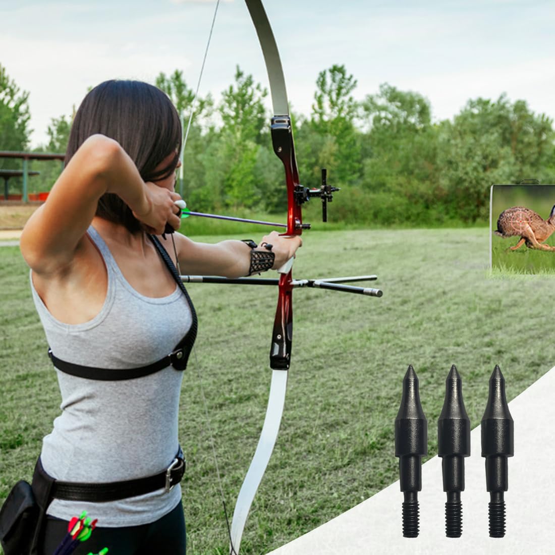 14 Pièces Pointes de Flèches pour Arc et Arbalète de Chasse en Acier Inoxydable 100 Grains Pointes de Tir de Précision Accessoire Flèches pour Arc de Chasse et Arbalète Adulte
