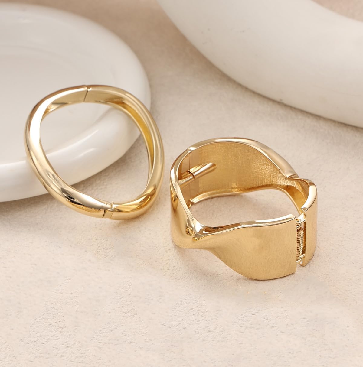 Chunky Gold Bangles Bracelets for Women Trendy Stack Statement Bangle Irregular Cuff Bracelets Fashion Jewelry Gift - Image 4