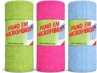 Kit 3 Panos de Chão Microfibra 48cm x 58cm - Cores Sortidas - Alta Absorção, Secagem Rápida e Durabilidade Premium