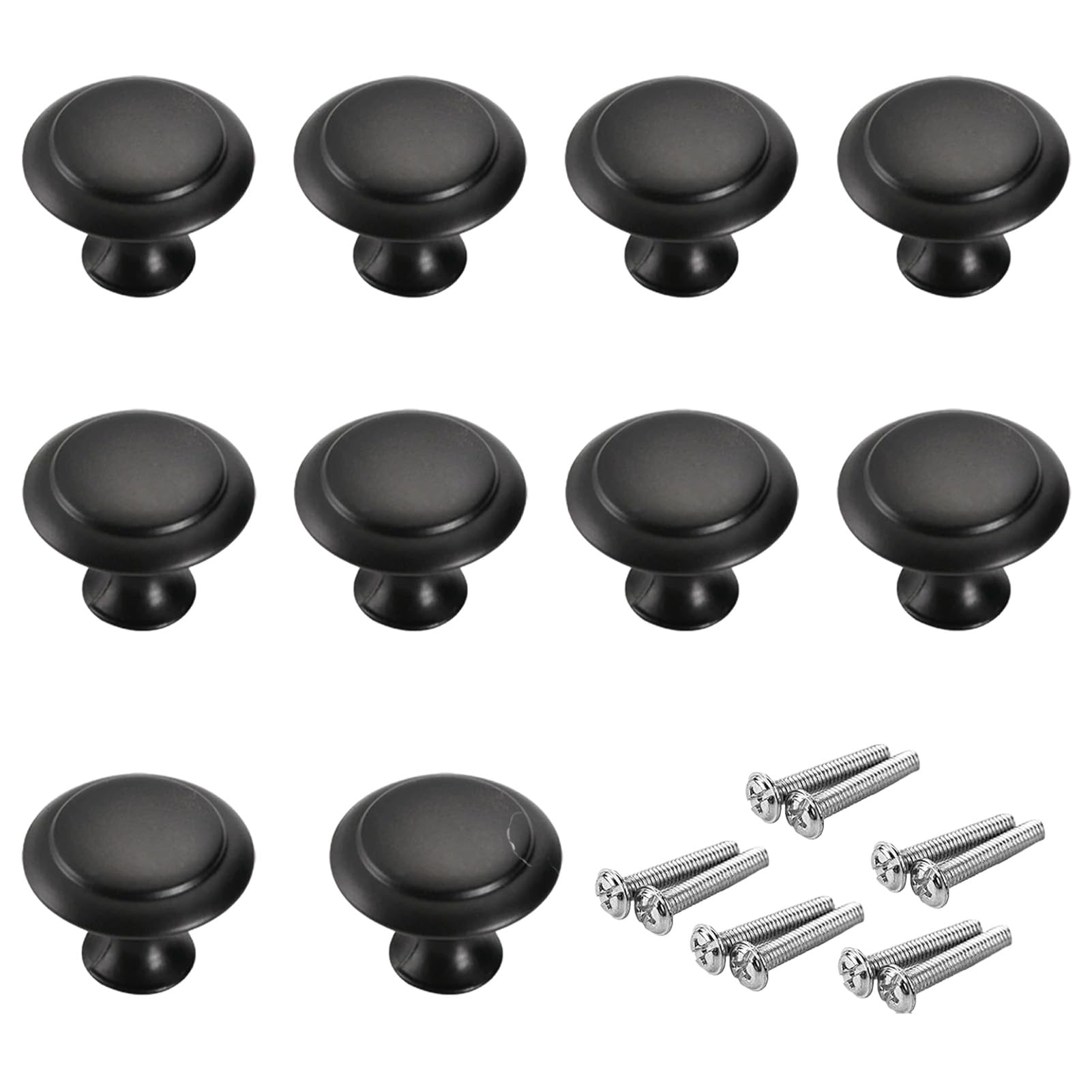 Vexorlian 10 Pcs Black Drawer Knobs, Vintage Cabinet Knobs, 30mm Round Antique Pull Handle for Wardrobes, Cabinets, Furniture