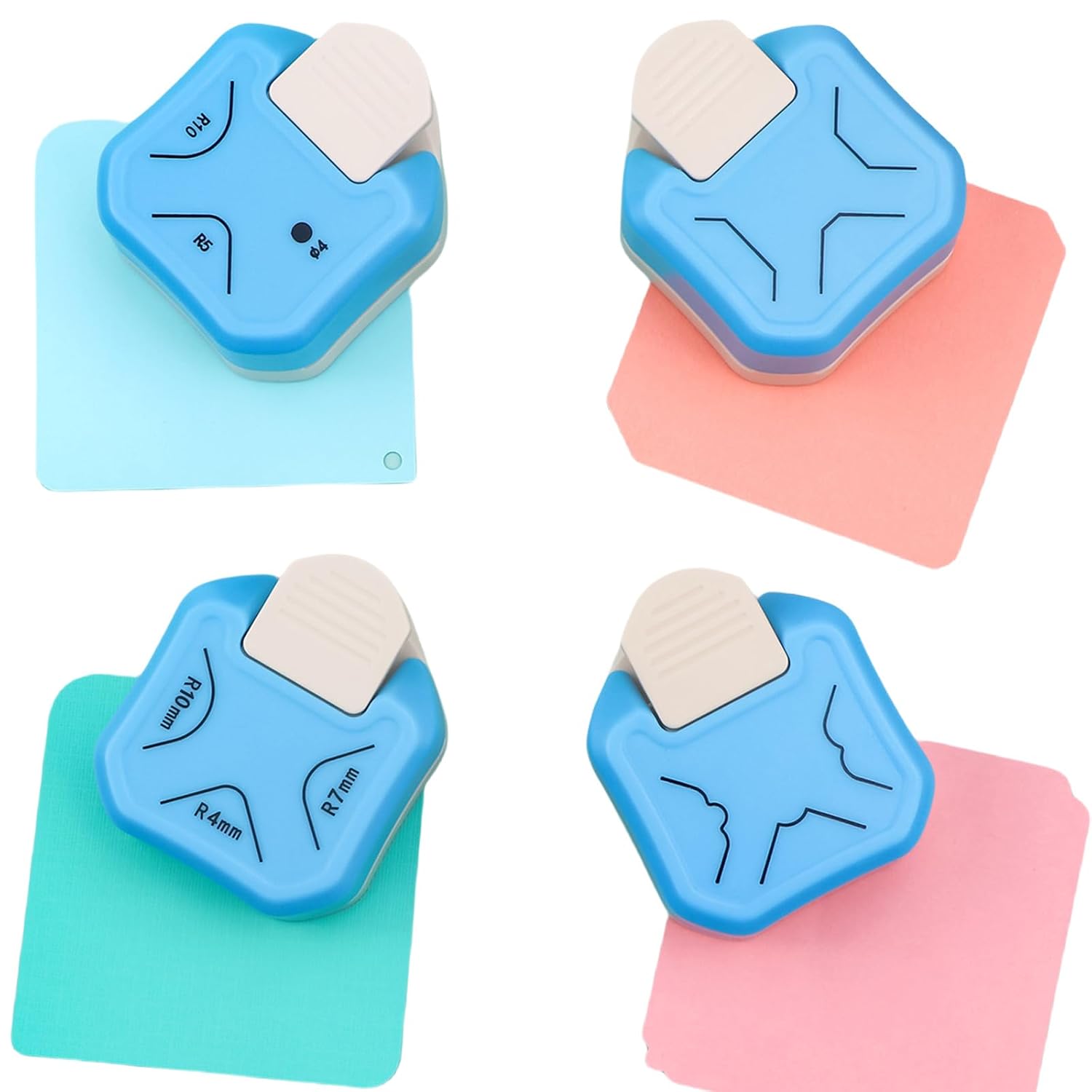 4 Pack 3-in-1 Rounded Hole Decorative Diagonal Corner Punch, 3-Way Paper Edge Cutter Corner Rounder for Paper Crafts, Cardstock, Business Card, DIY Projects, Photocards, Card Making and Scrapbooking