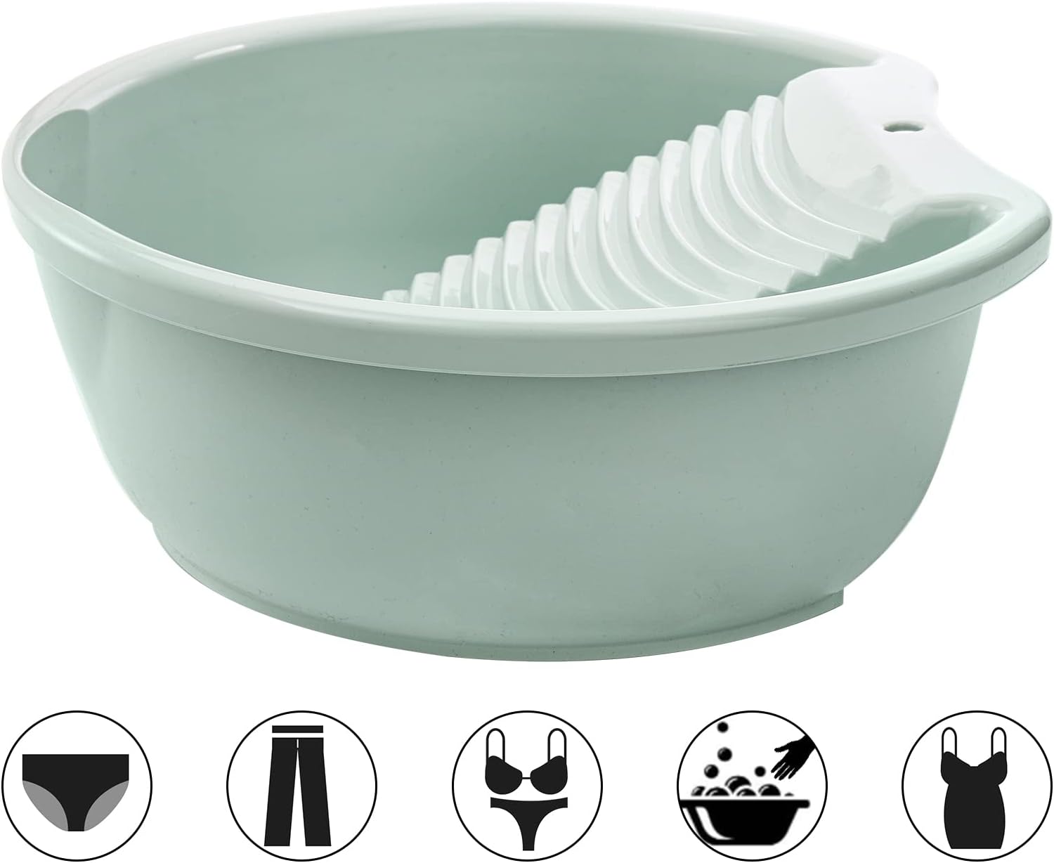 SOUJOY 2 Pack Washboard Basin for Hand Washing Clothes, Plastic Non-Slip Washtub with Integrated Washboard, Small Delicate Articles Washing Clothes Laundry for Home and Outdoor image 4