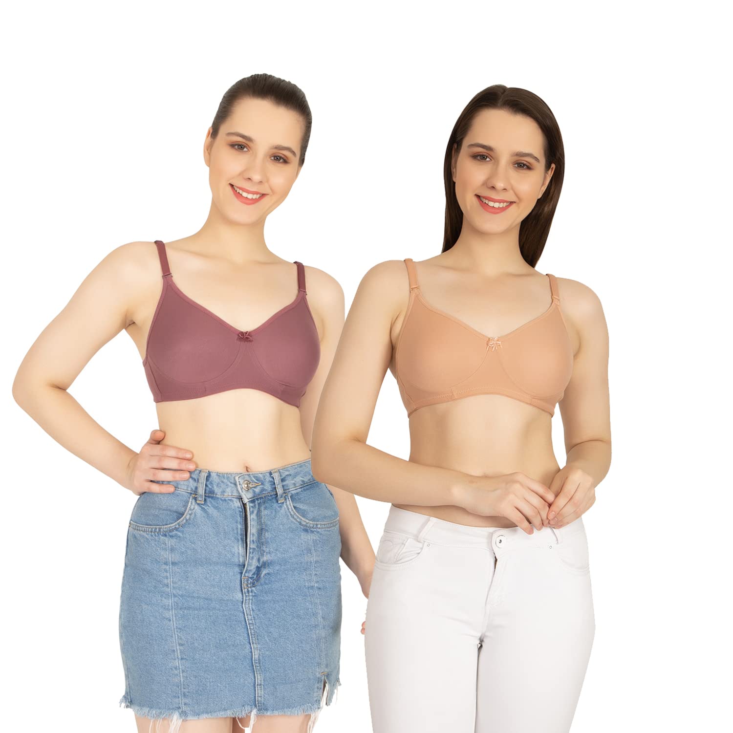 ComfyLegance Everyday Non-Padded Non-Wired Bra with Detachable Straps for Women and Girls (Combo Pack of 02)-image-8