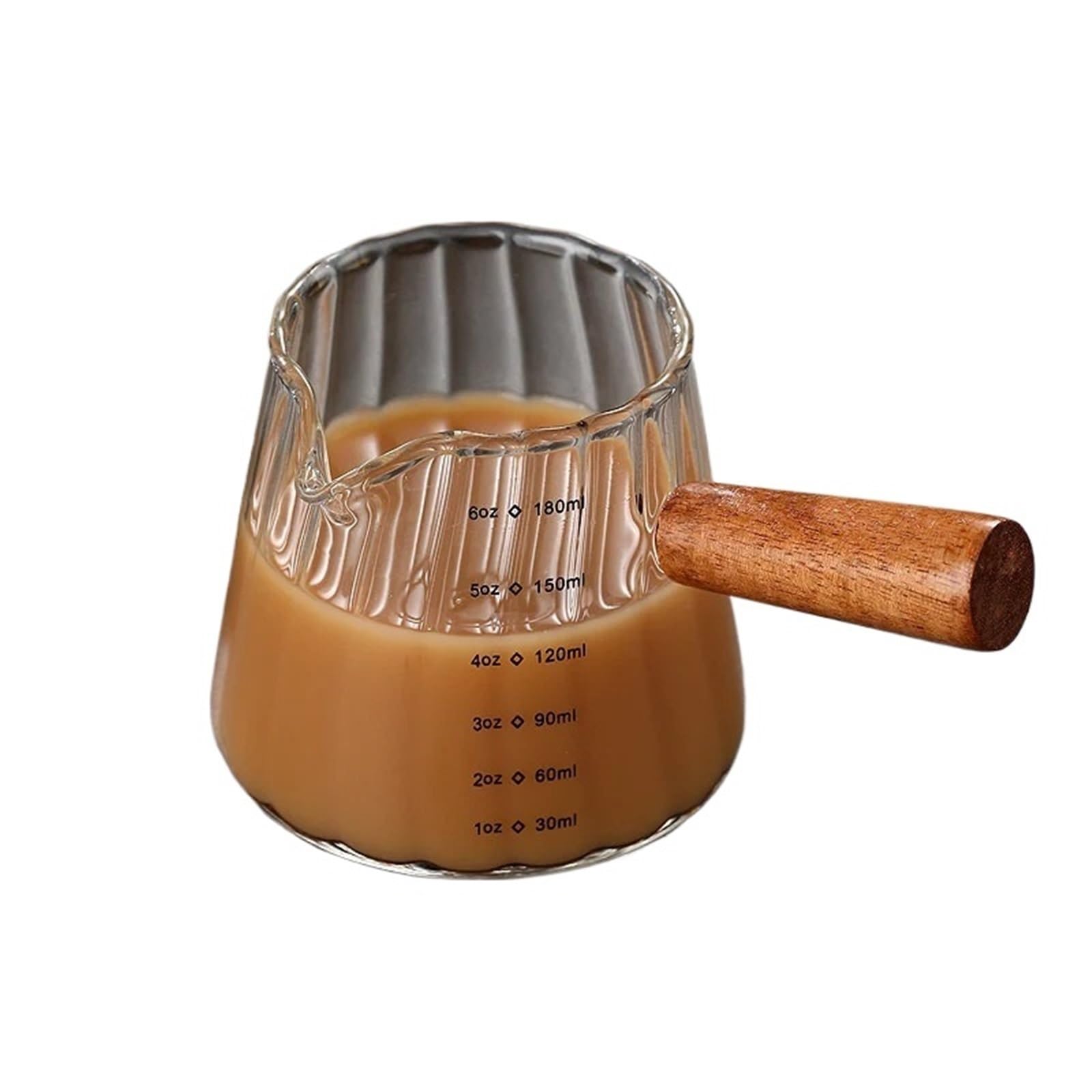 Taza de extracción de café con mango de madera, taza medidora de Espresso, jarra de leche, 180ml, 2 uds. Para café(Clear)
