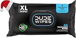 DUDE Wipes - Flushable Wipes Stocking Stuffers - 1 Pack, 48 Count - Unscented - Vitamin-E & Aloe - Septic and Sewer Safe