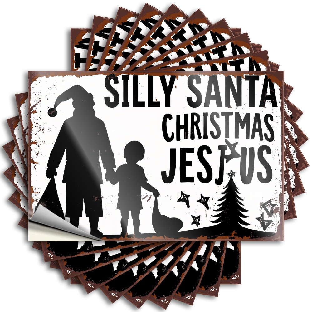 Saying Teenage Room Decor Math Vintage Hat Silly Santa Christmas Jesus - Scratch Resistant Stickers(8X12CM)