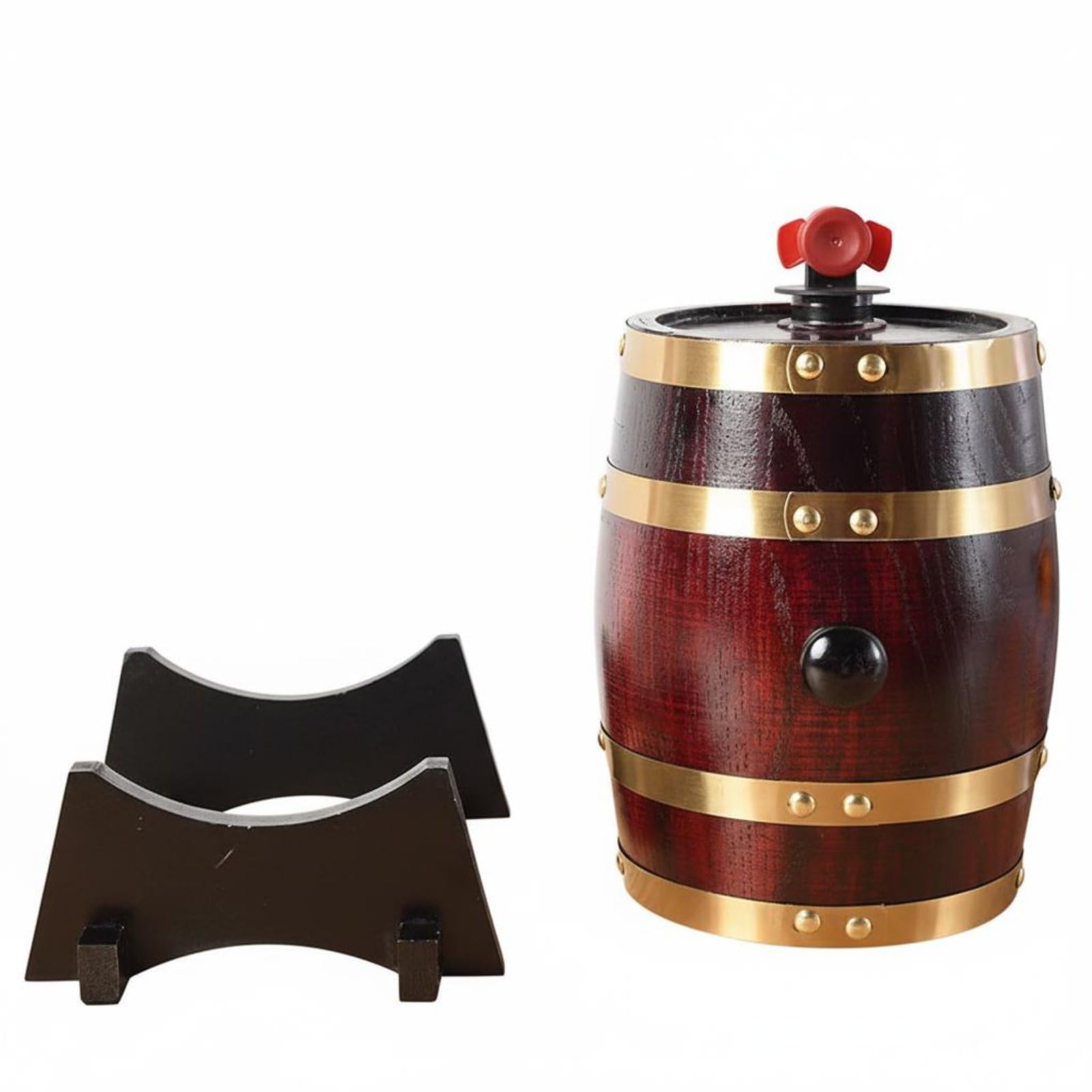 Botte da Vino Botte Botte di Liquore Barile di Legno con Rubinetto in Rovere Massiccio per Conservazione E Servizio di Bevande Stile Rustico con, Colore Retrò, 1.5L