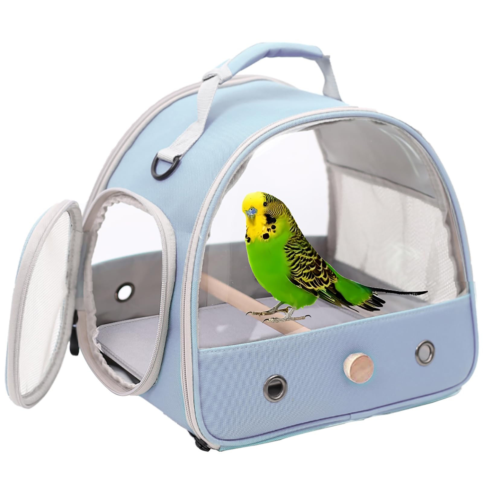 Bird Travel Carrier, Portable Small Bird Parrot Parakeet Carrier with Standing Perch, Side Access Window Collapsible