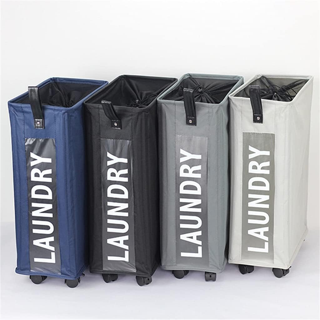 Laundry Basket Foldable with Wheels Multi-Functional Corner Slim Laundry Hamper Dirty Clothes Storage Basket Organizer Container (Color : D, Size : One Size) (C One size) image 2