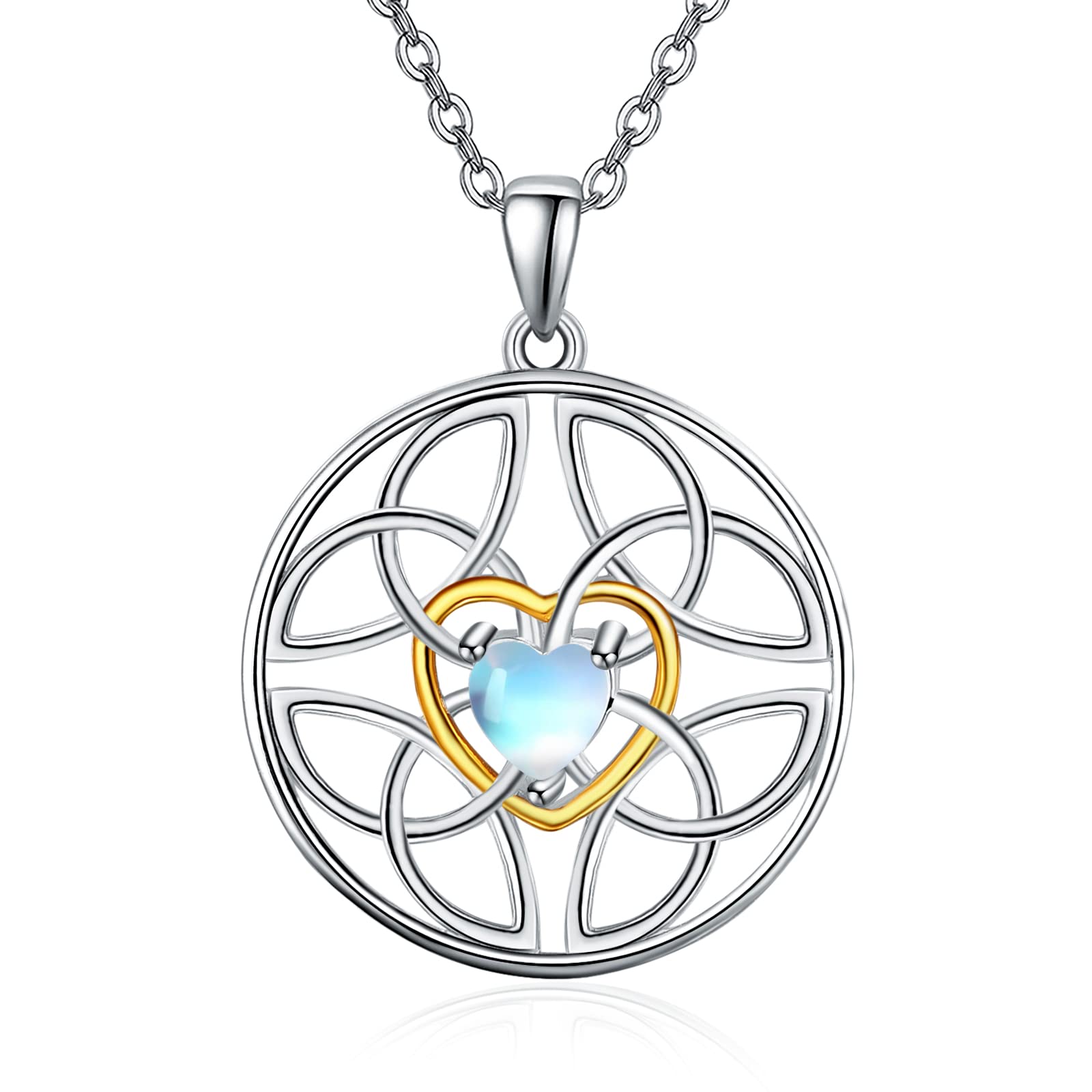 925 Sterling Zilveren Liefde Charme Keltische Knoop Hanger Ketting Mode Sieraden Voor Vrouwen Rolo Ketting 18