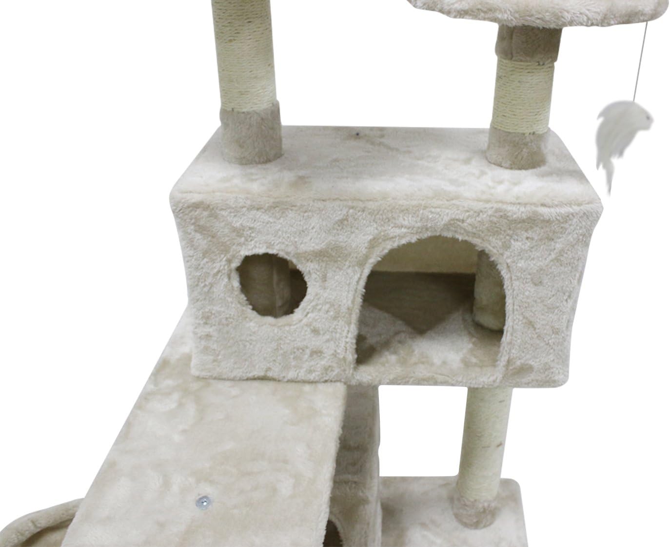 CUPETS Cat Tree Flannelette Cat Climber Play House Condo Furniture with Scratching Post, Activity Tree Pet Products for Cats 51 Inches High