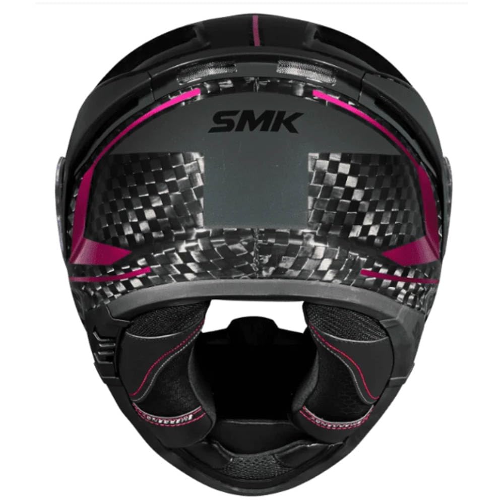 SMK Titan Carbon Nero Rosa Cromado - Casco de Moto Integral en Fibra de Carbono con Visor Solar Interior, Unisex Helmets Hombre y Mujer, Homologado 22.06