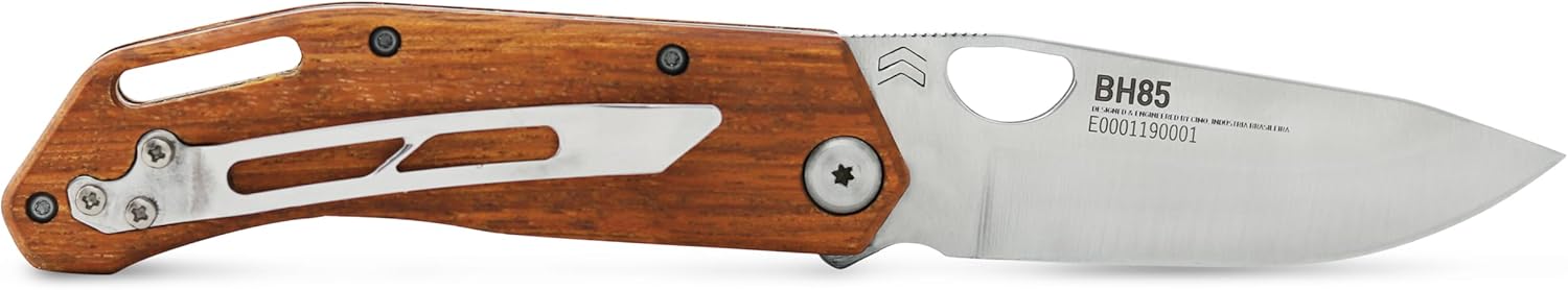CIMO Brown Horse Stainless Steel Pocket Knife Wooden Handle with Clip