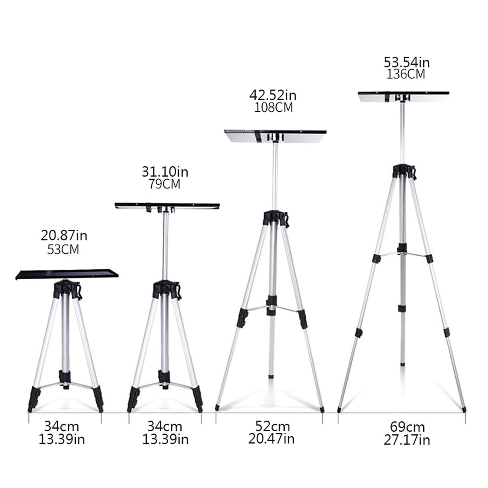 Stand del Proiettore, Supporto Regolabile Proiettore Mount Treppied Projector Proiettore Treppiede Stand Laptop Treppiede Stand Pieghevole Piano Piano Treppiede Altezza regolabile da 20,99 a 53,5 poll