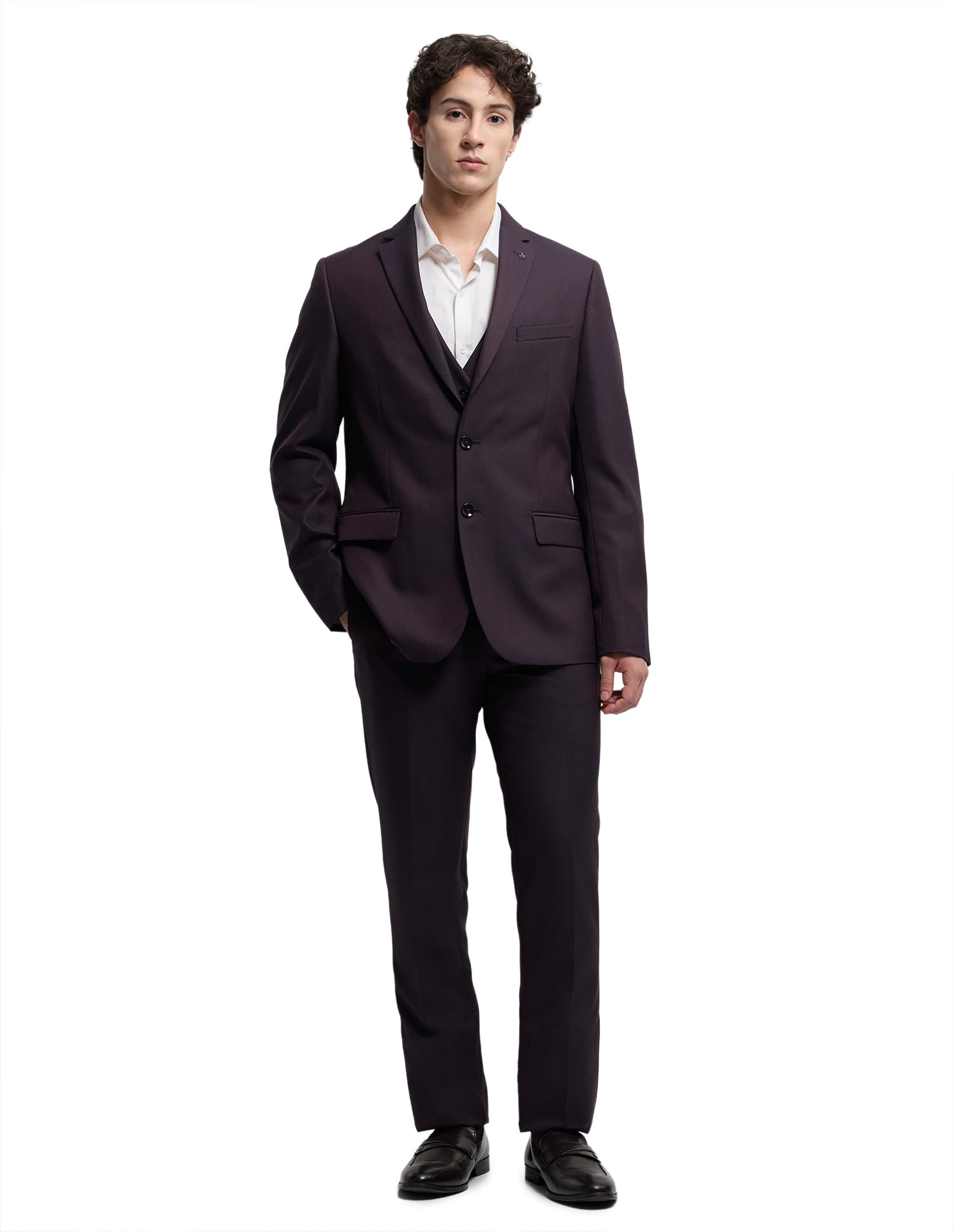 arrow Men's Tailored fit Dobby Three piece Suit-picture-26