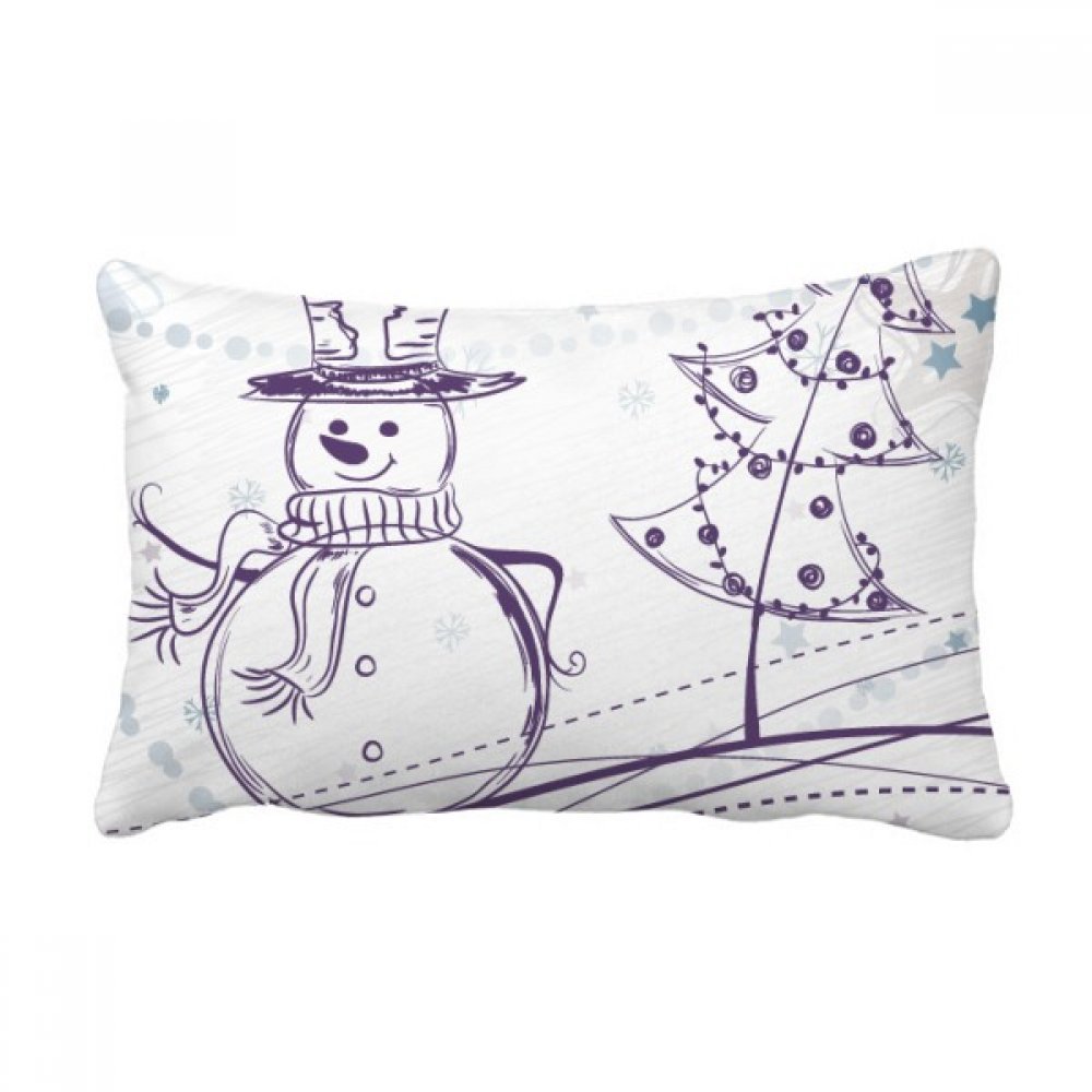 Housse de coussin de Noël bonhomme de neige sketch 40x60 cm multicolore