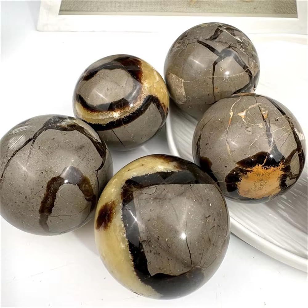 DPURPIWADY 1pc 45-55mm Ocean Tortoise Shell Stone Real septarian Crystal Ball Sphere For home Decoration