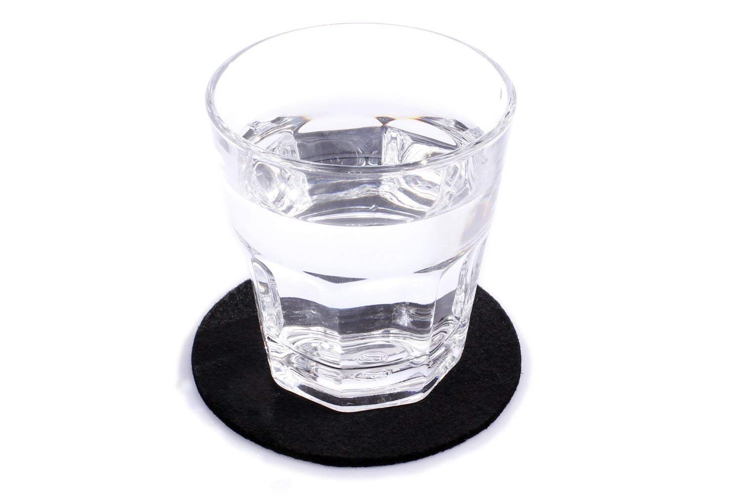 Set Di 10 Sottobicchieri In Feltro Di Poliestere - Colore Nero, Diametro 10 Cm, Moderni E Raffinati, Lavabili, Regalo Luxflair