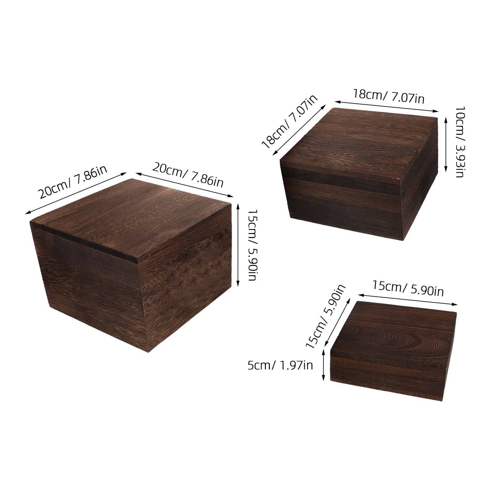Espositore per Torte in Legno Rustico Impilabile 3 Pezzi Caffè
