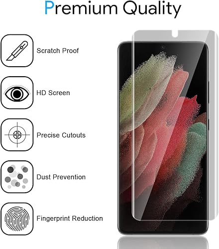 Miniatura 3 de TAURI Diseñado para Samsung Galaxy S21 Ultra 5G de 6.8 pulgadas, protector de pantalla de privacidad de película de TPU flexible + protector de