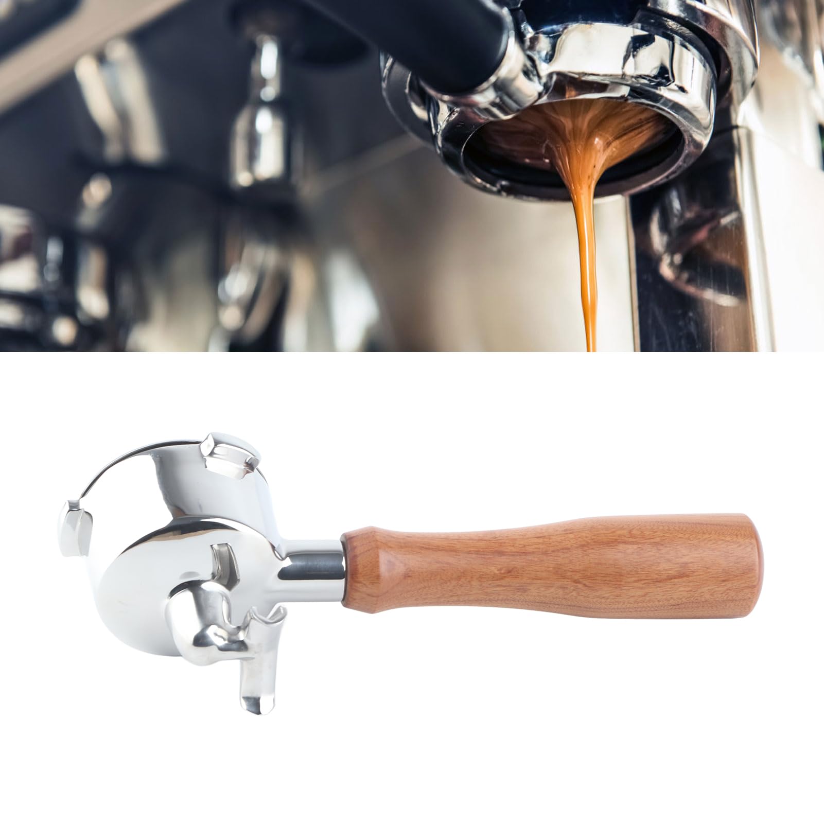 Filtro de café de 54 Mm en Piezas de Reintento de Billetera de Acero de Acero Inoxidable con 2 Picos para 870 880 Accesorios para Máquinas de café (Estilo 4)