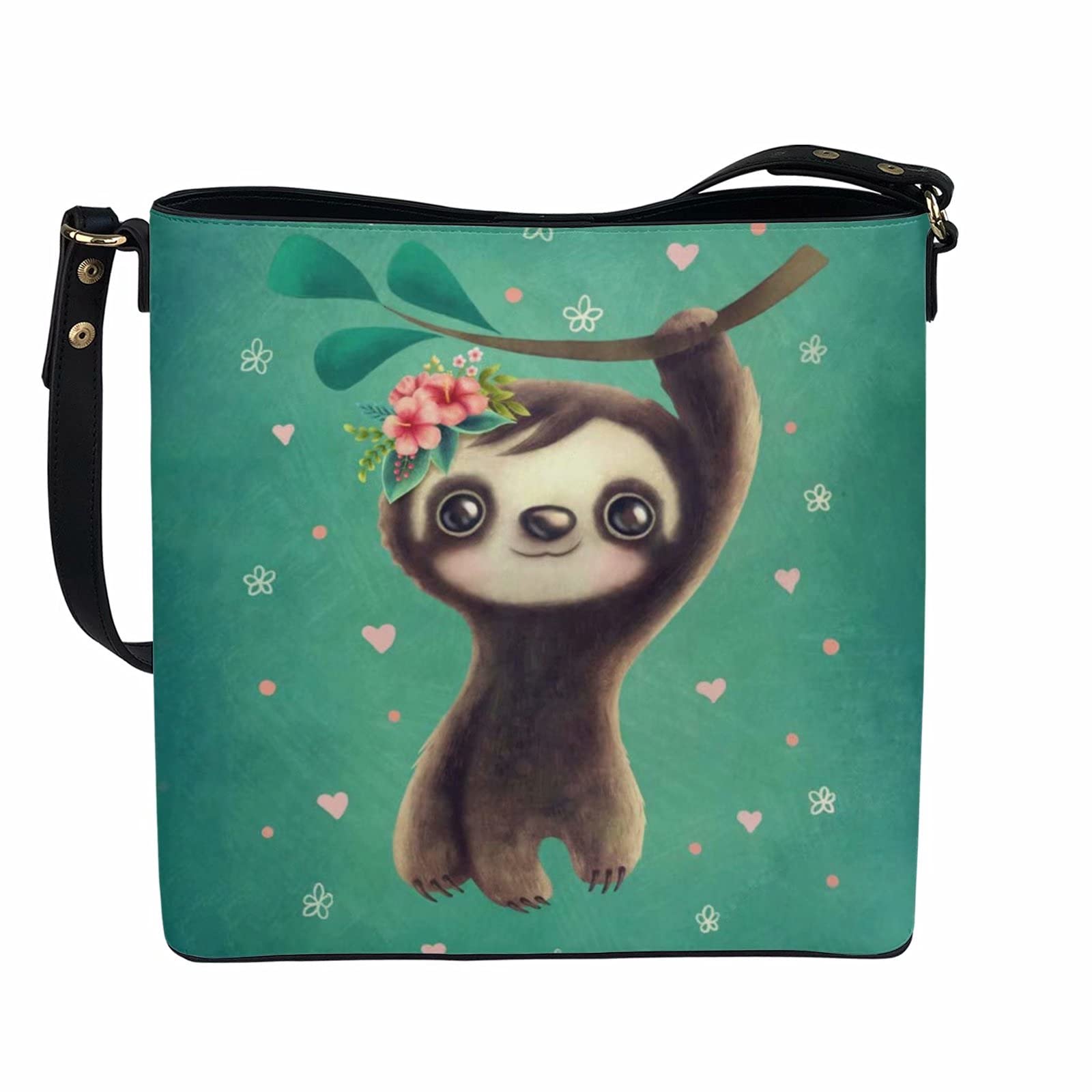 chaqlin Torby crossbody torba wiaderkowa damska damska torebka na ramię skóra PU podróżne zakupy praca torby kurierskie, Zielony leniwiec dziecięcy, Rozmiar Uniwersalny