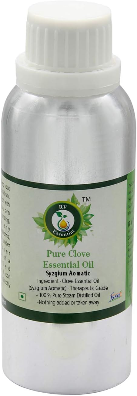 R V Essential Pure Clove Essential Oil 100ml (3.38oz)- Syzgium Aomatic (100% Pure and Natural Therapeutic Grade)