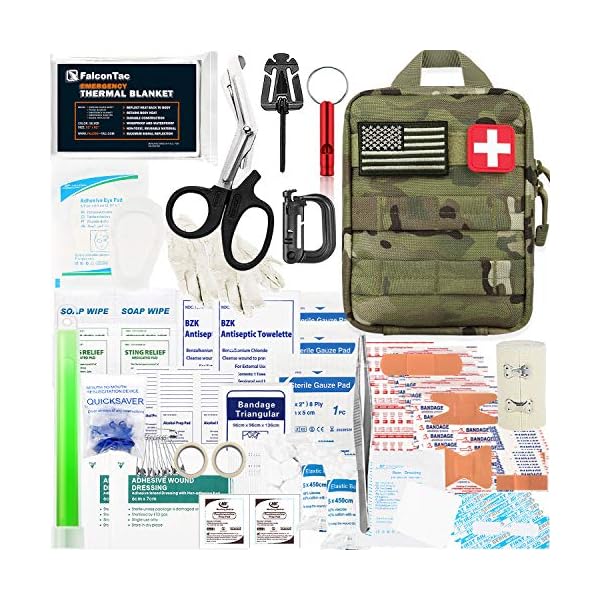 200 Pieces First Aid Kit IFAK Survival Kit Molle System Compatible Pouch, Emergency Kit Gift for Men, Dad, Husband, for Outdoor, Camping, Hunting, Hiking, Home, Earthquake, Disasters
