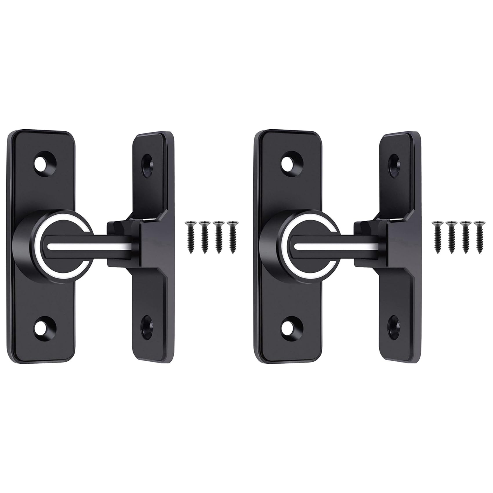 Lot de 2 serrures de porte de grange à 90 degrés noires en acier