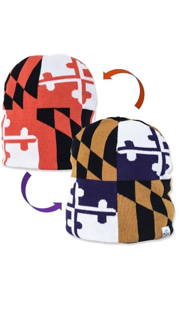 REVERSIBLE Maryland Flag Knit Hat Beanie (One size fits most)