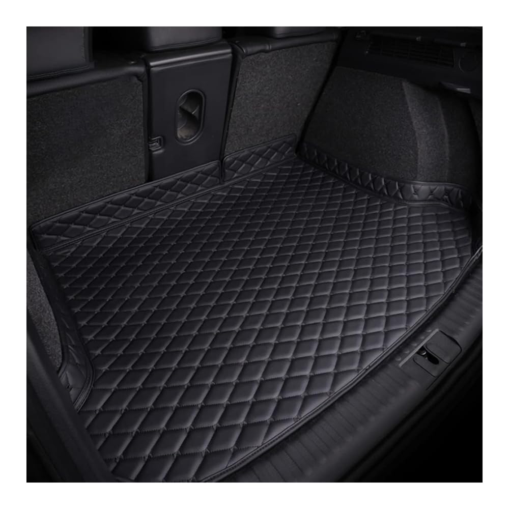 TVVXIO Car Leather Trunk Mats for Hyundai Santa Fe Hybrid 2020-2024, Car Boot Cargo Liners Waterproof Rear Trunk Liner with Raised Edges,A Black