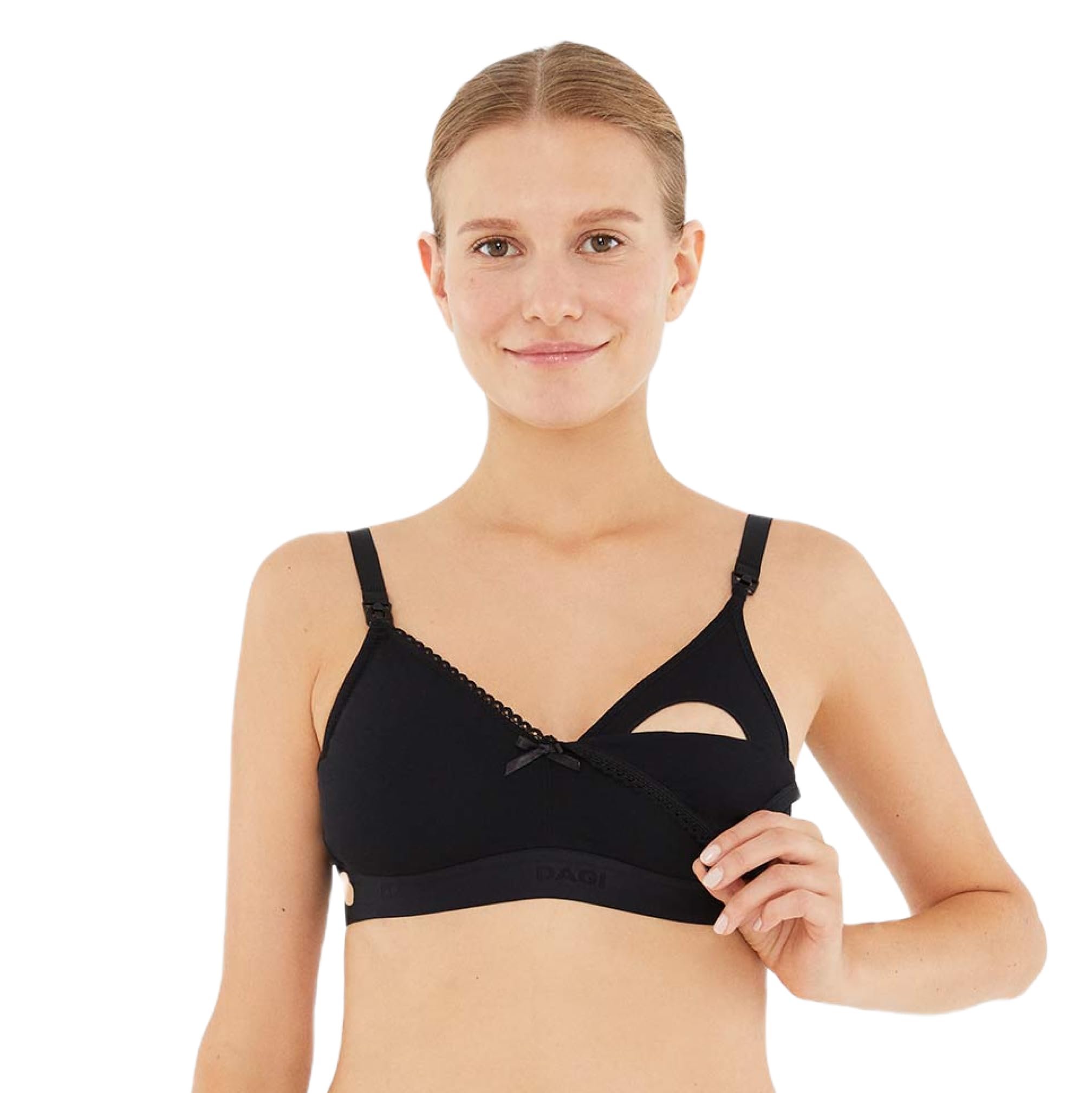Dagi Nursing Bras for Breastfeeding, Wireless Pumping Bra, Polyamide, Elastane, Maternity Underwear, Comfort Seamless Bralette, M-3XL | Black - 3XL
